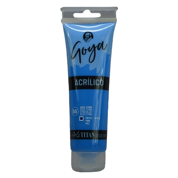 Acrylic Colour tube 125 ml Cyan blue N° 55 - PackshotFront