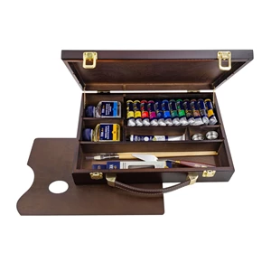 Extra fine oil paint set in wooden box 20OL 12 x 20 ml + 1 x 60 ml + accessories