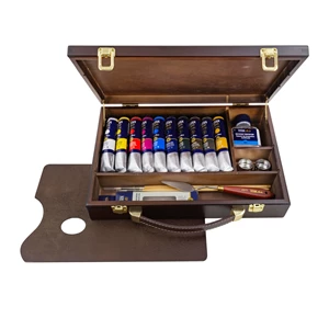 Extra Fine oil paint set in wooden box 60OL 10 x 60 ml + accessories